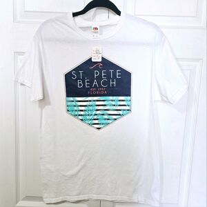 NEW! FRUIT OF THE LOOM Womens Size Medium St. Pete's Beach Crew Stretchy T-shirt